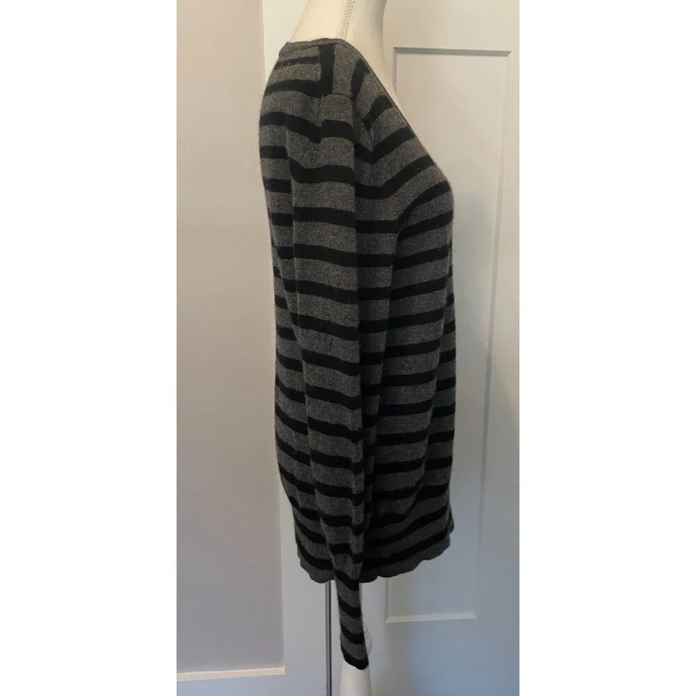 HALOGEN Womens Cashmere SWEATER Long Sleeve BLACK Gray V-Neck Size XL